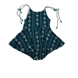 Wildling Well Dressed Wolf Teal Green Boho Skirted Romper